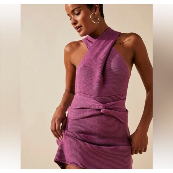 Free People Beach Orchid Turquoise Blue Convertible Sweater Dress - Picture 8 of 14